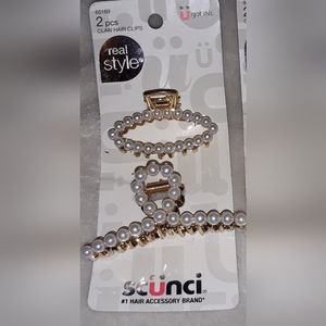 Scunci Pearl Claw Clips 2 Piece Set Nwt